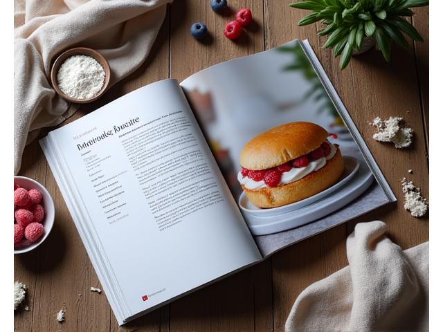 Livre de cuisine ouvert sur une recette de pâtisserie française.