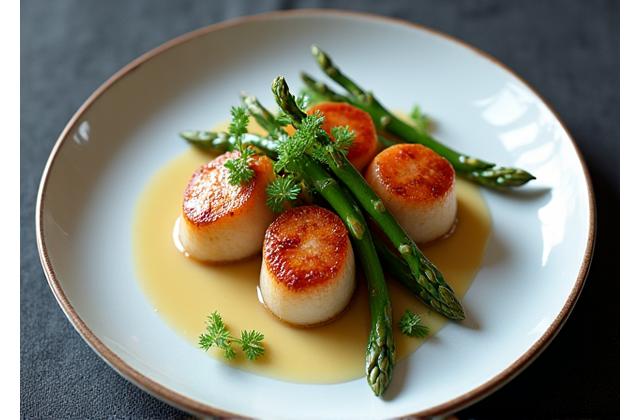 Plat gastronomique magnifiquement stylisé pour une photo.